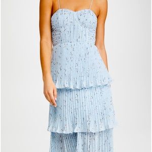 Self Portrait METALLIC FLORAL TIERED MIDI DRESS